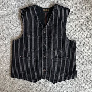 Engineered Garments Black Pinstripe Workwear Vest